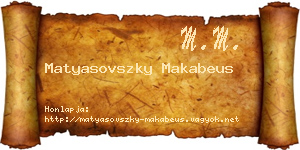 Matyasovszky Makabeus névjegykártya